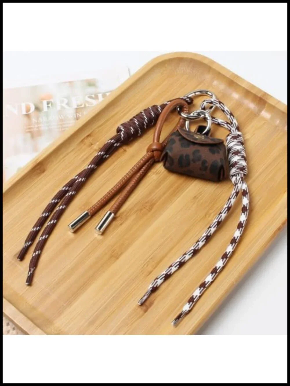 Bag Chain Charm Keychain Faux Leather Coin Purse Metal Split Ring Handbag